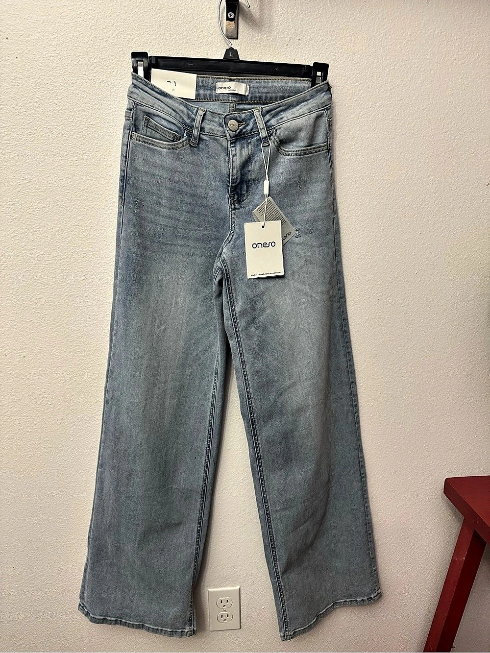 NWT Onero Los Angeles Wide Leg Jeans Y2K Light Wash Size 25